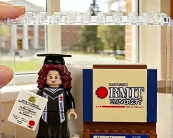 Custom Graduation Minifigure Gift, Personalized Building Block Figurine, 3D Desk Decor Keepsake