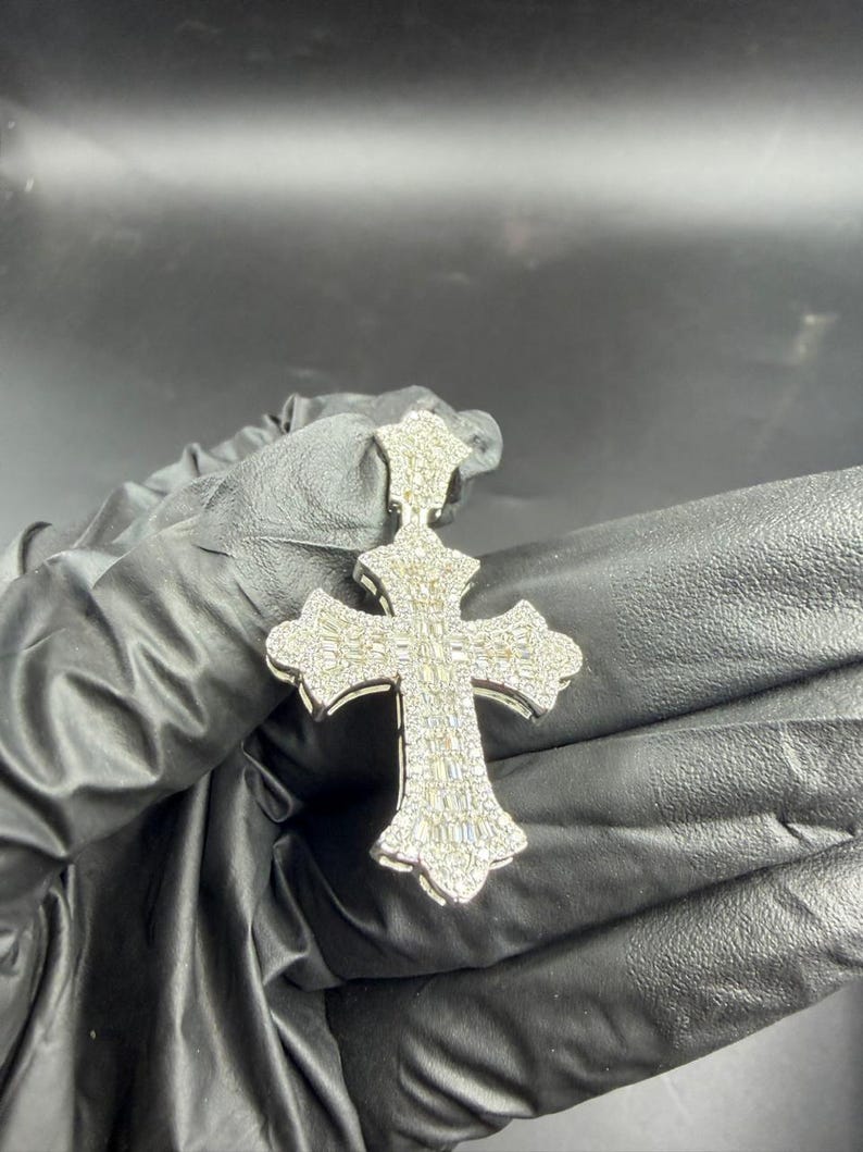 Iced Out Cross Baguette Hip Hop Jewelry, Moissanite Pendant Statement ...