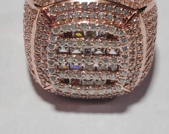 Vierkante micro Pave-moissanietring heren, 14 kt roségouden afwerking