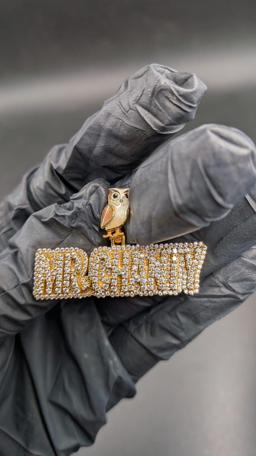 Custom Iced Out Name Pendant with Owl Personalized Hip Hop Bling Charm Luxury Jewelry