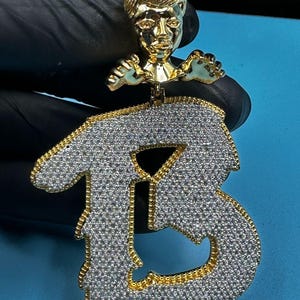 3.50Ct Round Cut Tester Pass Moissanite Any Customize Letter Pendant 14K Yellow Gold Plated 925 Sterling Silver