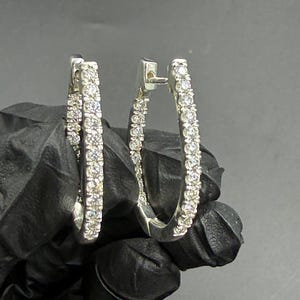 Moissanite Hoop 925 Sterling Silver Brudbröllop Örhängen Present Till Henne