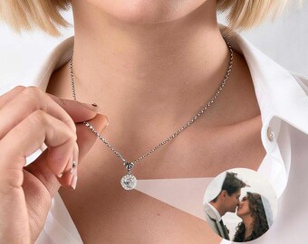 Photo Projection Necklace, Personalized Necklace, Memorial Gift, Gift for Her, Mom Necklace, Valentine Day Gift