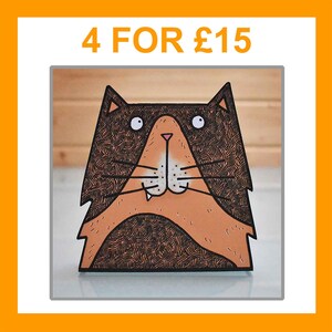 Lot de 4 cartes de créatures 3D - carte d'anniversaire carte animal carte amoureux des animaux carte chat carte chien