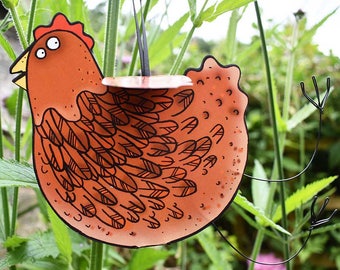 Tarjeta de gallina marrón - tarjeta de gallina colgante hecha a mano 3D, tarjeta de pollo, tarjeta de felicitación de gallina, tarjeta de cumpleaños de gallina, tarjeta interior en blanco, tarjeta de amante de la gallina