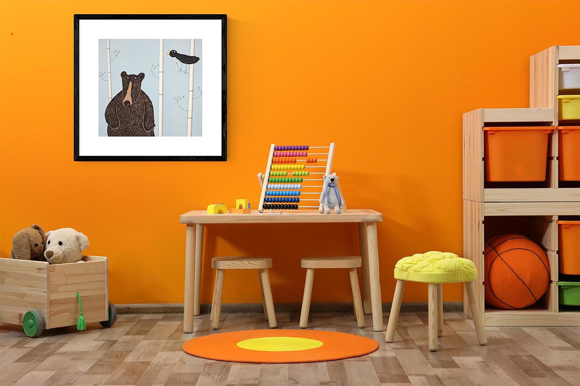 Nursery Wall Decor Bear Art Standing Bear Screen Print Etsy