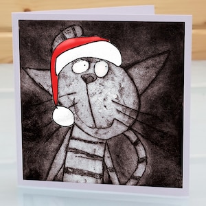 Lustig getigerte Katze Weihnachtsgrußkarte - Grußkarte für Katzenbesitzer, Liebhaber, verrückte Katzenlady, Mama oder Papa