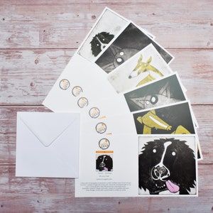 Dog Art Cards Multipack de 6, cartes de vœux pour chien, cartes pour chiens, cartes de chien drôle, cartes intérieures vierges pour chiens, cartes pour chiens toutes occasions, pack de cartes pour chiens