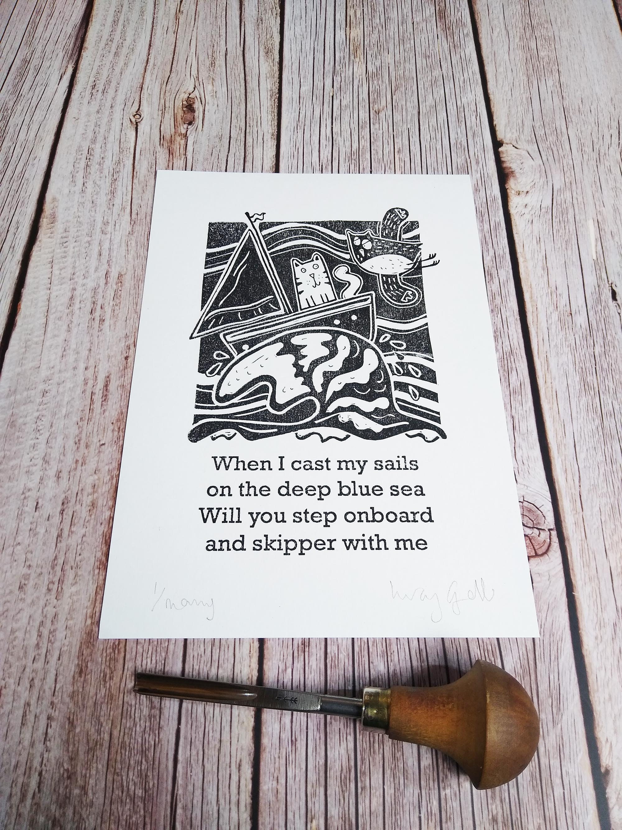 Owl and Pussycat Cat Print Love Poem Verse 