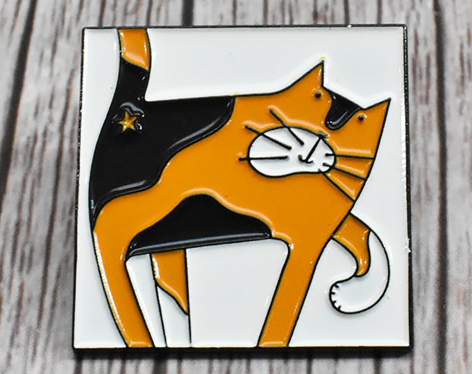 Cat Enamel Pin - Tortoiseshell Cat Lapel Pin Fun Cat Lover Gift