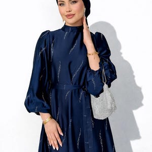 Navy Blue Modest Gown - Etsy