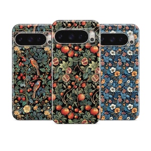 William Morris Pomegranate Phone Case: Floral Bird Art, Protective TPU Gel