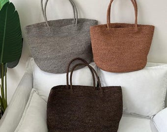 Raffia Shoulder Bag, Large Woven Tote Bag, Summer Straw Handbag, Gift for Her