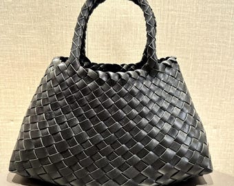 Sac fourre-tout en cuir tissé à la main, peau de vache pleine fleur, sac à bandoulière fait main, cadeau pour elle
