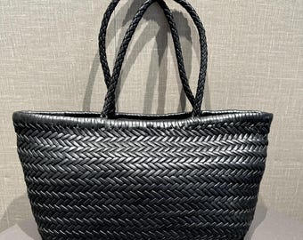 Bolso de hombro tejido a mano de piel de vacuno de primera calidad, regalo para ella
