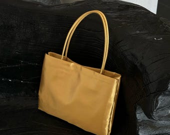 Satin Top Handle Handbag, Elegant Evening Purse, Minimalist Wedding Clutch Alternative