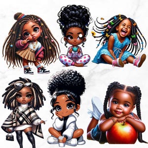 Digital Art Prints of Cute Girls | Nursery Wall Decor, Cartoon Illustration, Kids Room Printable, Instant Download