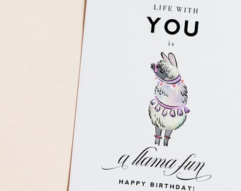 A Llama Fun | Birthday Card - Birthday Card For Her - Birthday Card For Child - Llama Birthday Card - Gift Idea For Her