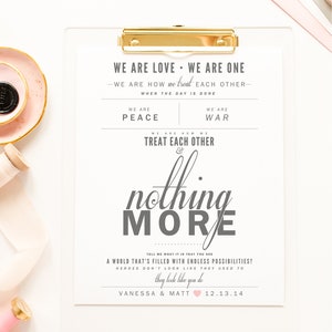 Regalo de boda, gris y rosa rubor, rutas alternativas "Nada más" - San Valentín, regalo de boda, regalo de aniversario de papel, letras de canciones, impresión de arte