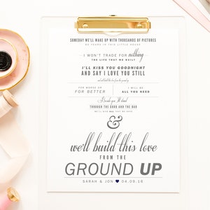 Dan + Shay "From The Ground Up" - Gris y azul marino - San Valentín, Regalo de boda, Algodón, Regalo de aniversario de papel, Letras de canciones, Lámina artística