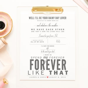 Wedding Gift Idea, Ben Rector Song &quot;Forever Like That&quot; - Valentine Gift, Wedding Gift Idea, Paper Anniversary Gift, First Dance Song Lyrics