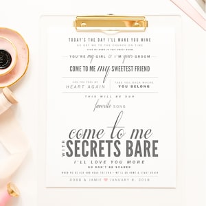 Huwelijkscadeau, lichtgrijs en blush, Goo Goo-poppen "Come to Me" - Valentijnsdag, huwelijkscadeau, papieren jubileumcadeau, songteksten, kunstafdruk