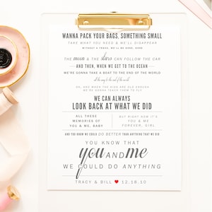 Regalo de boda, Dave Matthews "Tú y yo" - Día de San Valentín, Boda, Regalo de aniversario de papel, Letras de canciones de boda Impresión de arte de pared