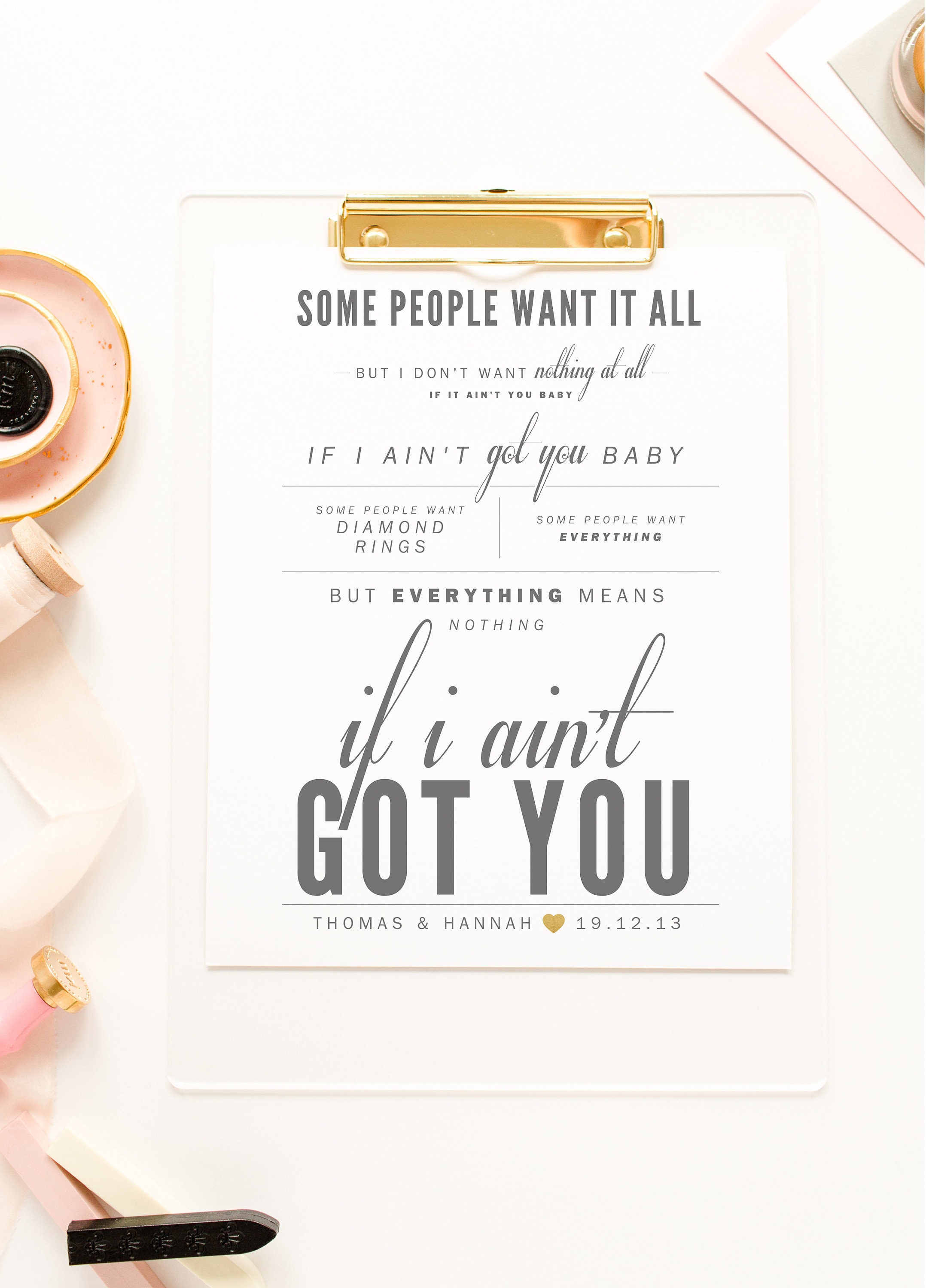 Paroles If I Ain t Got You Gris clair & Or Alicia Keys If I Aint Got You Cadeau - Etsy France