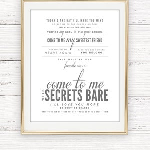 Lichtgrijs & Blush, Goo Goo Dolls "Come to Me" - Valentijnsdag, Huwelijkscadeau, Papieren jubileumcadeau, Songteksten, ALLEEN DIGITALE BESTAND