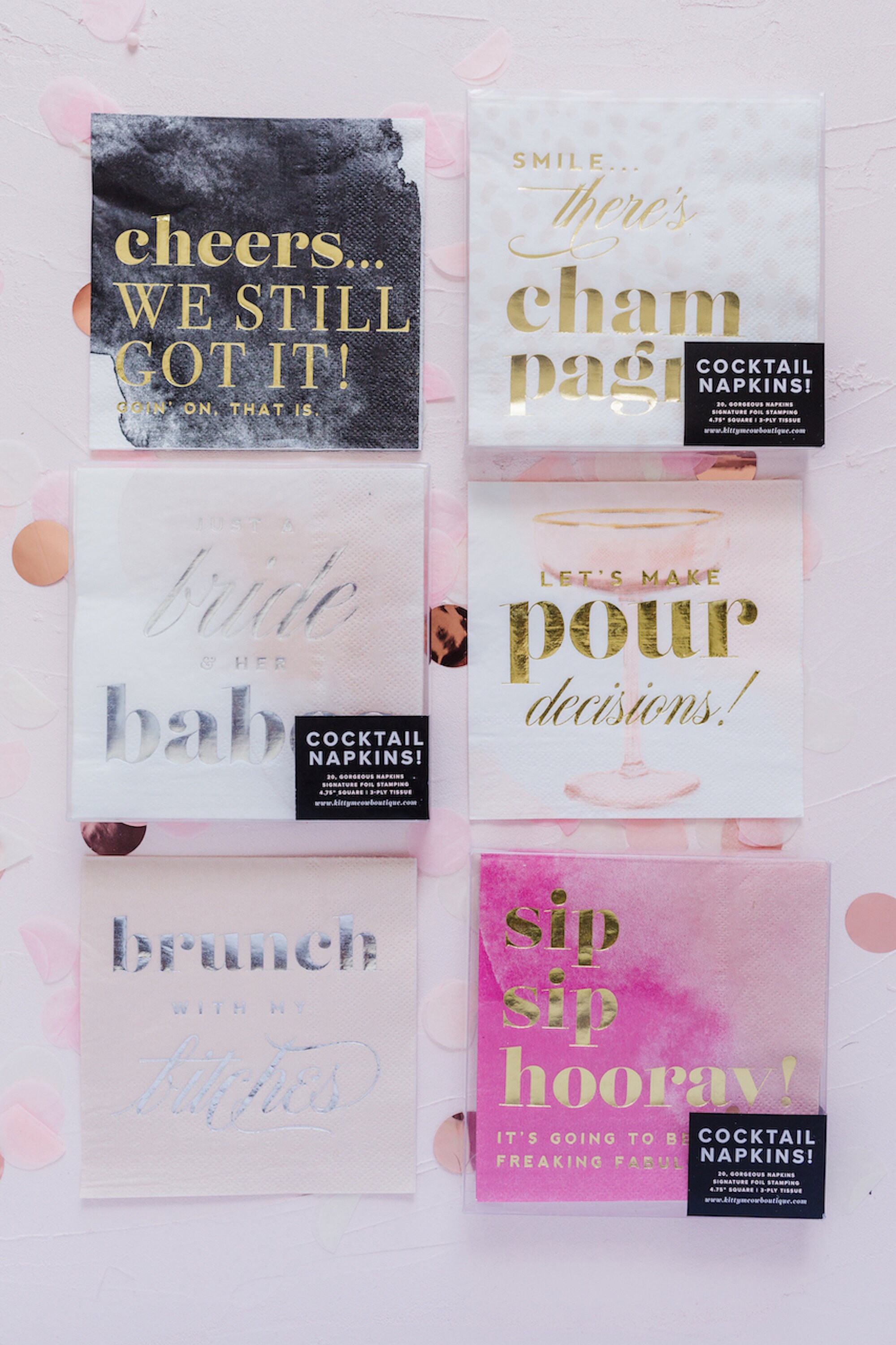 Kitty Meow Boutique Funny Cocktail Napkins - "Let's Make Pour Decisions", Set Of 20 (5x5") - View #8