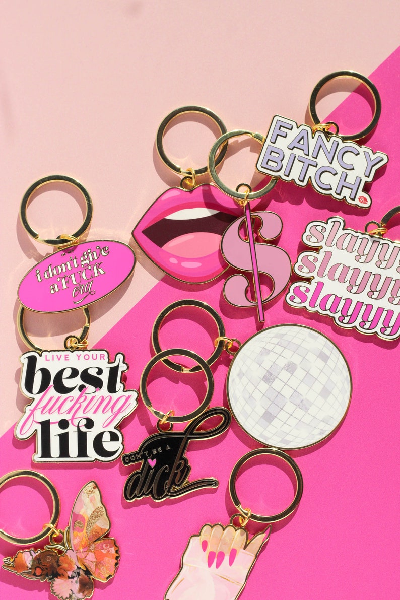 Pink Money Sign - Dollar Bill Sign, Cute Gold Enamel Keychain and Bag ...