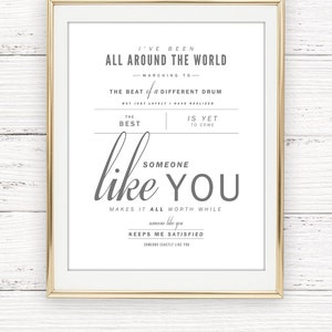 Van Morrison "Someone Like You" - Gris y rubor - San Valentín, Regalo de boda, Regalo de aniversario de papel, Letras de canciones, SOLO ARCHIVO DIGITAL