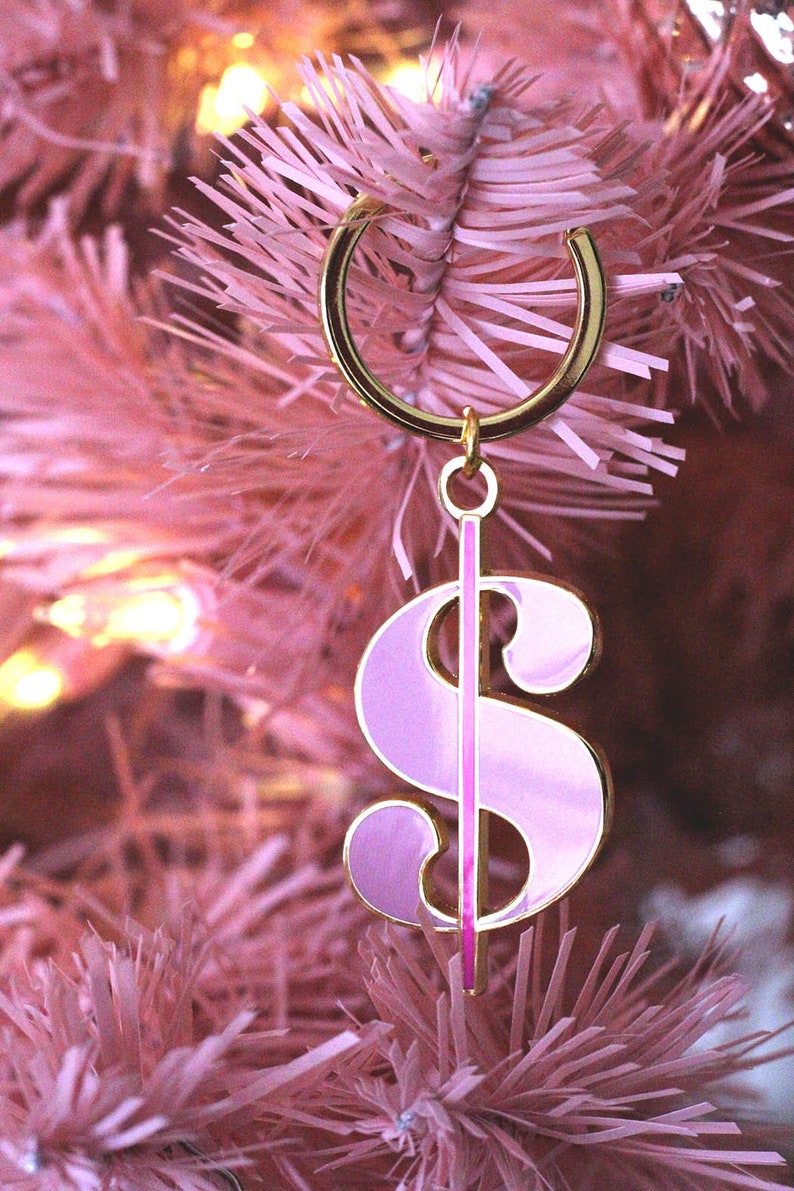 Pink Money Sign - Dollar Bill Sign, Cute Gold Enamel Keychain and Bag ...