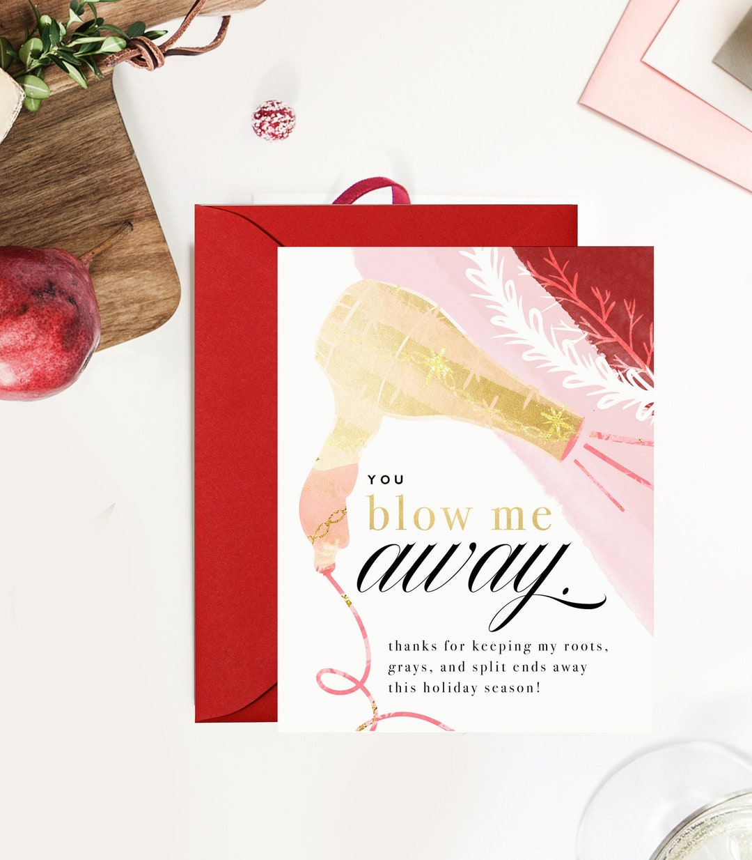 Thank You Holiday Card for Hairdressers Funny Holiday Card for Hair