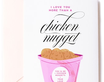 Love You More Than a Chicken Nugget - Love Greeting Card | Funny Valentine's Day Card | Funny Anniversary Card | Chicken Nugget Card Funny