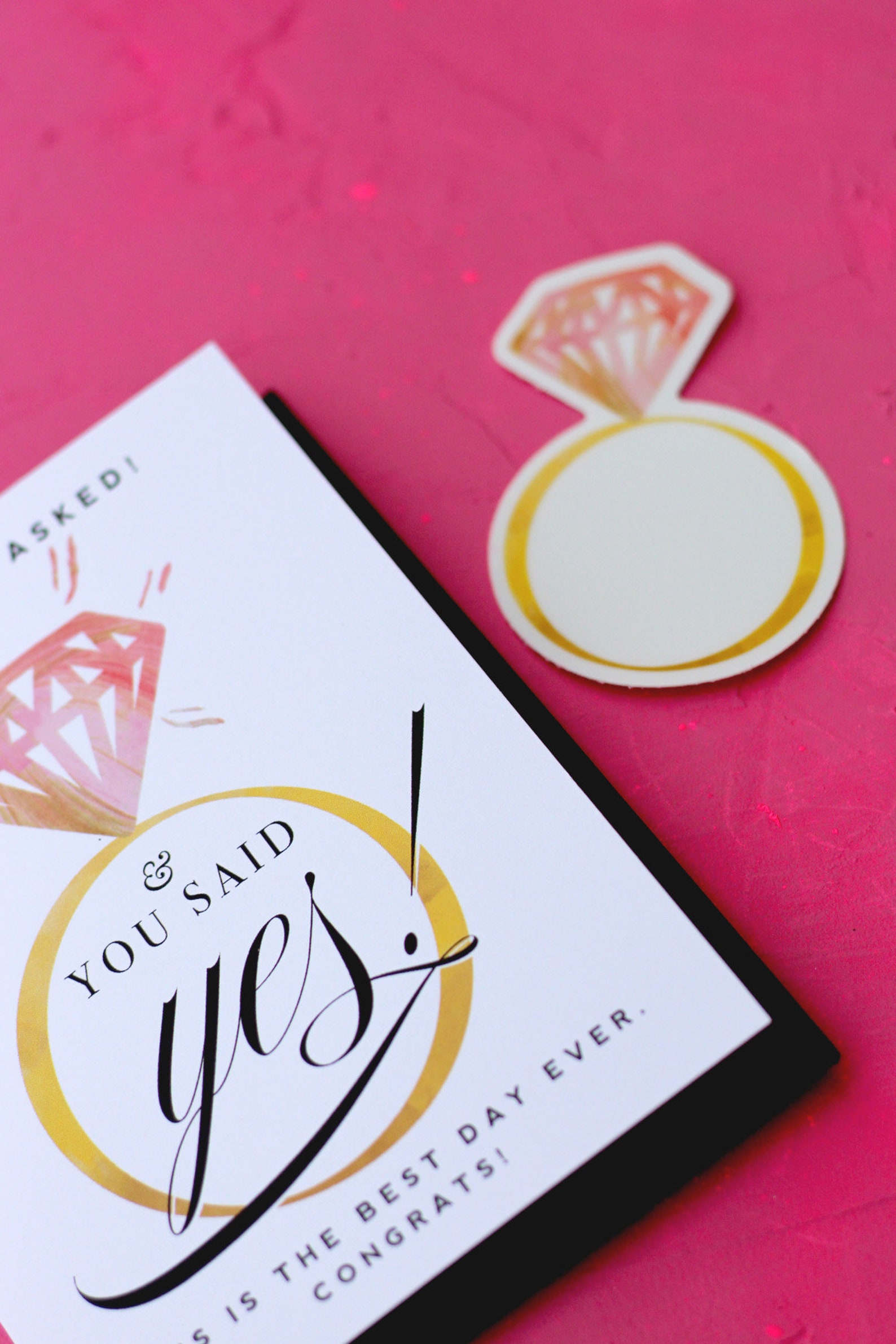 Pink Diamond Engagement Ring Sticker | Waterproof Vinyl Sticker ...