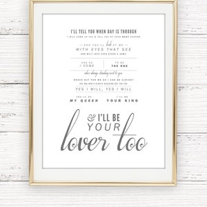 Van Morrison "Yo también seré tu amante": regalo de San Valentín, regalo de bodas, regalo de aniversario de bodas en papel, letra de la canción Lámina artística