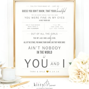 Decoración de otoño, John Legend "You and I" - Regalo del día de San Valentín, regalo de boda, regalo de aniversario de papel, letra de la primera canción de baile Wall Art Print