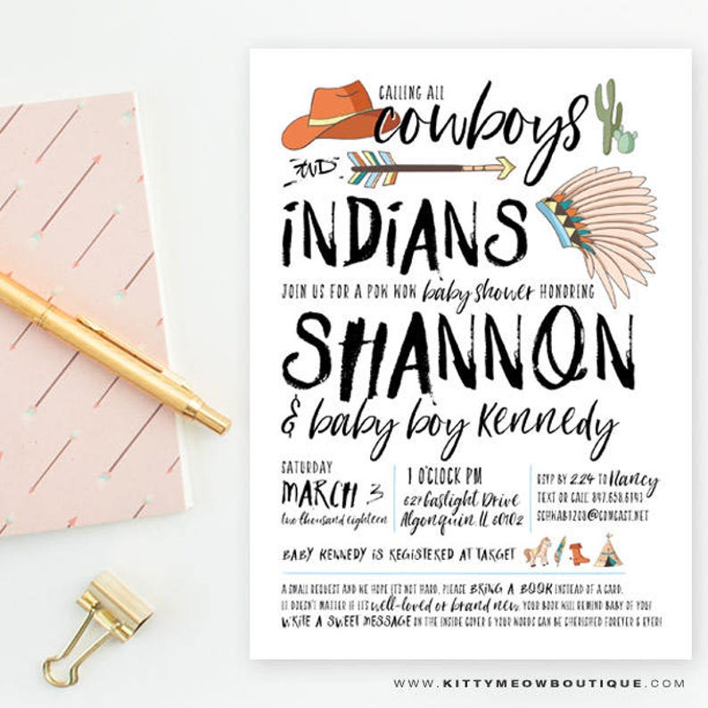 Cowboys Indians Western And Tribal Themed Baby Shower Etsy