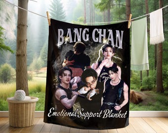 Custom Bang Chan Blanket,Bang Chan Stray Kids Blanket,Cozy Bang Chan Emotional Support Blanket,Gifts for Kpop Skz Fans,Stray Kids Tour Merch
