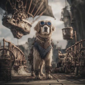 Custom Steampunk Pet Portrait – Victorian Clockwork Dog or Cat Art + Animated Preview | Fantasy Gear-Themed Digital Illustration