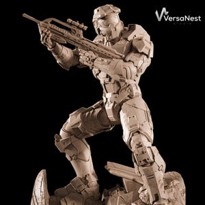 High-detail futuristic armor soldier digital 3D print model