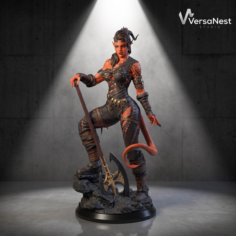 Karlach STL 3D print model with axe and tail