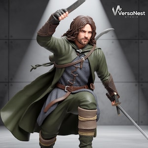 Aragorn STL-Datei Maßstab 1:10 – Der Herr der Ringe Waldläufer Kriegerin 3D Druck Modell – Geteiltes & ungeteiltes Kunstharz STL – Digitaler Download