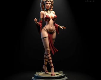 Twi’Lek Hostess Fan Art STL – 1:4 Scale Alien Dancer Statue | Sexy Sci-Fi Girl 3D Print Model | Unsupported & Presupported