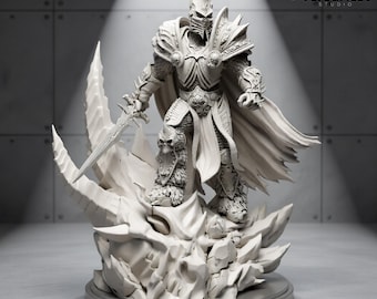 Arthas World of Warcraft 3D Print STL | 75mm & 178mm Figure | Lich King Model | Digital Download Resin Statue