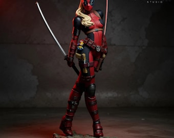 Estatua imprimible en 3D de Lady Deadpool (modelo de superhéroe femenina) / Figura digital a escala 1:6 (sin soporte)
