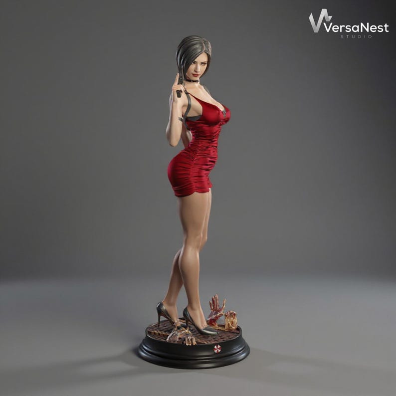 Ada Wong STL Statue | Femme Fatale in Red Dress | Multiple Scales | 3D ...