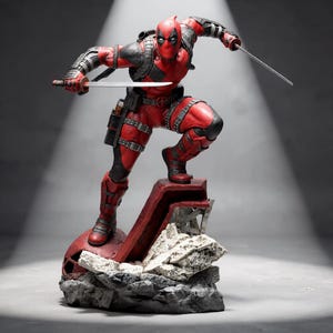 Deadpool Marvel STL Statue | 1:9 Scale Superhero Figure | Pre-Supported & Non-Supported | Resin 3D Print Model