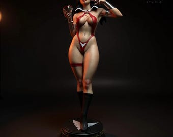 Dark Vampire Lady STL Statue | Multiple Scale | Non-Supported | Gothic Female Warrior 3D Print Model | Resin Printable Figure